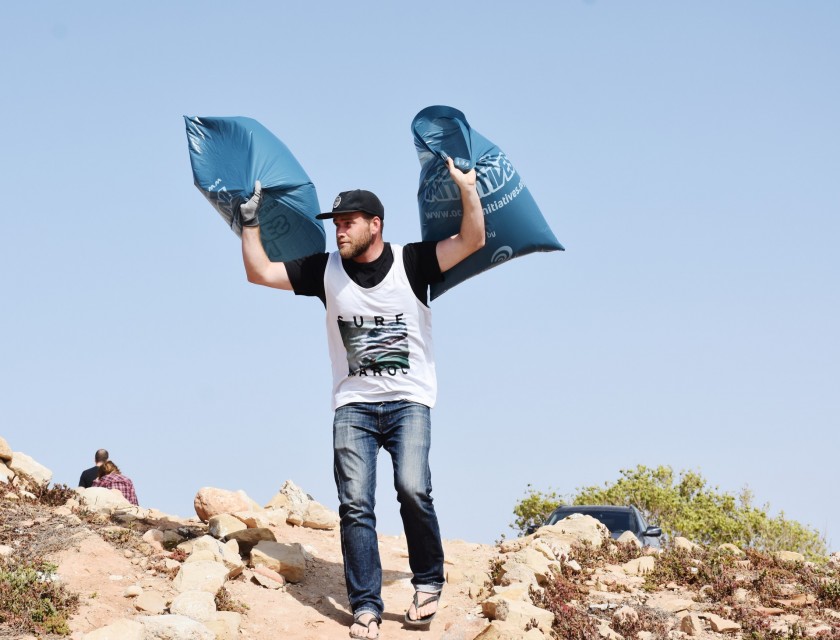 Beach cleanup activity by Surf Maroc